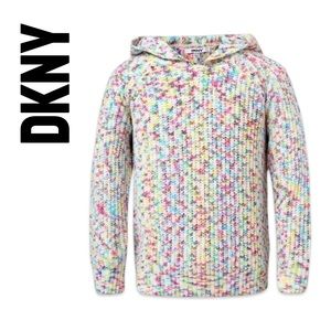 DKNY Girls Chenille Confetti Pattern Pullover Hooded Sweater
